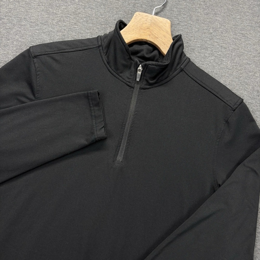 01 ALGO Performance Quarter Zip Pullover Mens M Black Long Sleeve Stretch Active